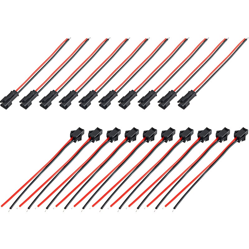 RGBZONE 20Pairs JST SM 2Pin Plug Male to Female EL Wire Cable Connector Adapter for 3528 5050 LED Light Strip(JST SM Connector 2 Pin) - Image 2